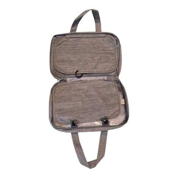 Travel Hanging Toiletry Makeup Bag NEW Gray Foldable, Separate Compartments - Picture 3 of 6